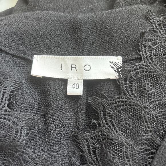 IRO Womens Top 12 Black Emilda Lace Up Whimsigoth Blouse Euro 40 Witch Core Lace - Picture 3 of 9